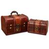 PLEAVIT Treasure Chest, Antique Retro Jewelry Box, Wooden Box for Jewelry, Accessories, and Small Storage, Pirate Style, Large and Small Set