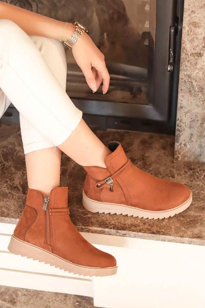 Women Modern Stylish Fashion Dm Zipper Boots Suede