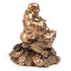 Lucky Feng Shui Ornament Maitreya Toad Figurine Money Fortune Wealth Chinese Golden Frog Toad Desk Decoration Office Home