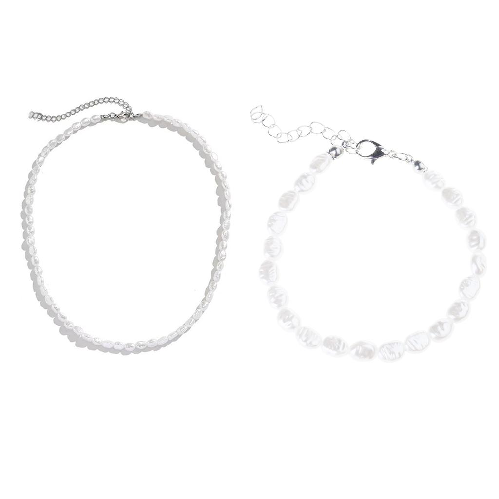 Unique Imitation Pearl Necklace Bracelet Fashionable Handmade Imitation Pearls Necklace Bracelet For Modern Aesthetics