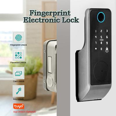 Fechadura inteligente para porta de entrada sem chave, anti-roubo, senha biométrica, fechadura para porta, aplicativo Tuya remoto