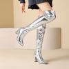 Luxury Over the Knee High Boots Women Sexy High Heel Party Dance Winter Shoes Ladies Silver Gold Thigh High Boot Big Size 45