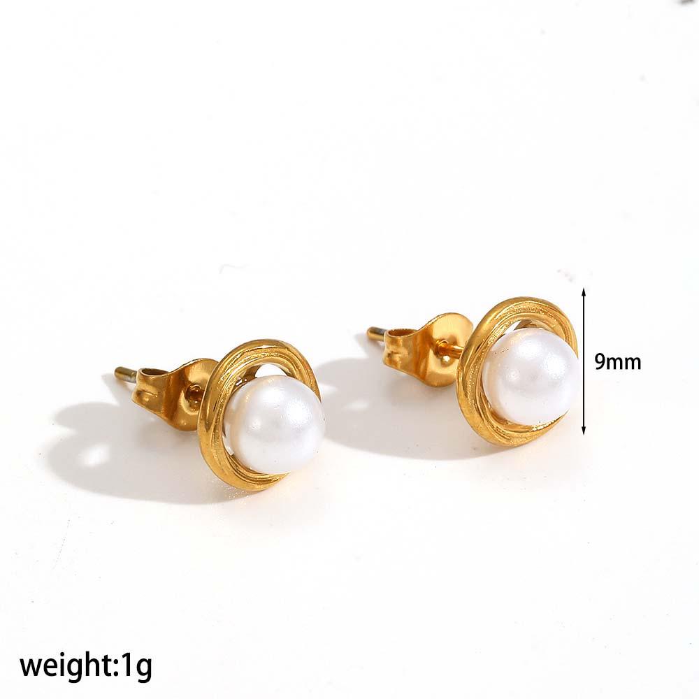 

18k Gold Rhinestone & Pearl Titanium Steel Earrings - Versatile European & American Style Ear Cuffs