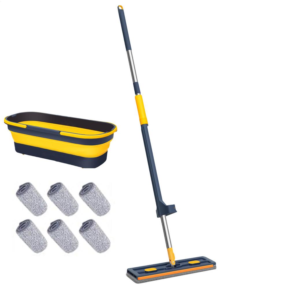 Flat Mop Long Handle Floor Wash Tool Large Flat Mop With Long Handle For Hardwood Tile Carpet Bathroom Garage Apartment