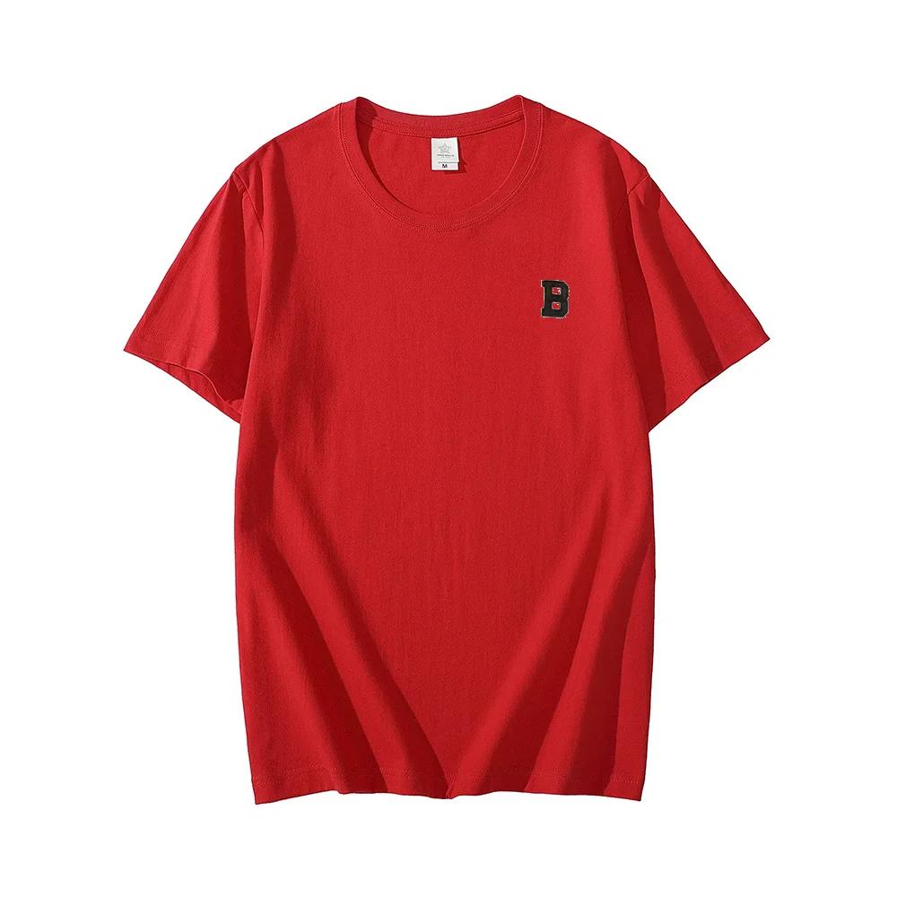 100% Cotton New Summer Mens T Shirt Solid T Shirt Mens Oversized Five Half Short Sleeve Casual Cotton Mens Streetwear Top Tees