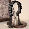 Diadema de Flor Trenzada Estilo Coreano Exquisita Banda Ancha para el Cabello con Pedrería Brillante con Borla Tiara para Fiesta Celebración Decoración Festiva