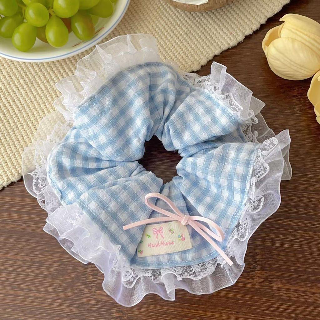 Korean Lace Trim Bow Scrunchie: Sweet, Lazy Style Hair Accessory