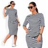 Large Size Spring Autumn Dress Big Size Dress White Black Striped Dresses Plus Size Women Clothing
