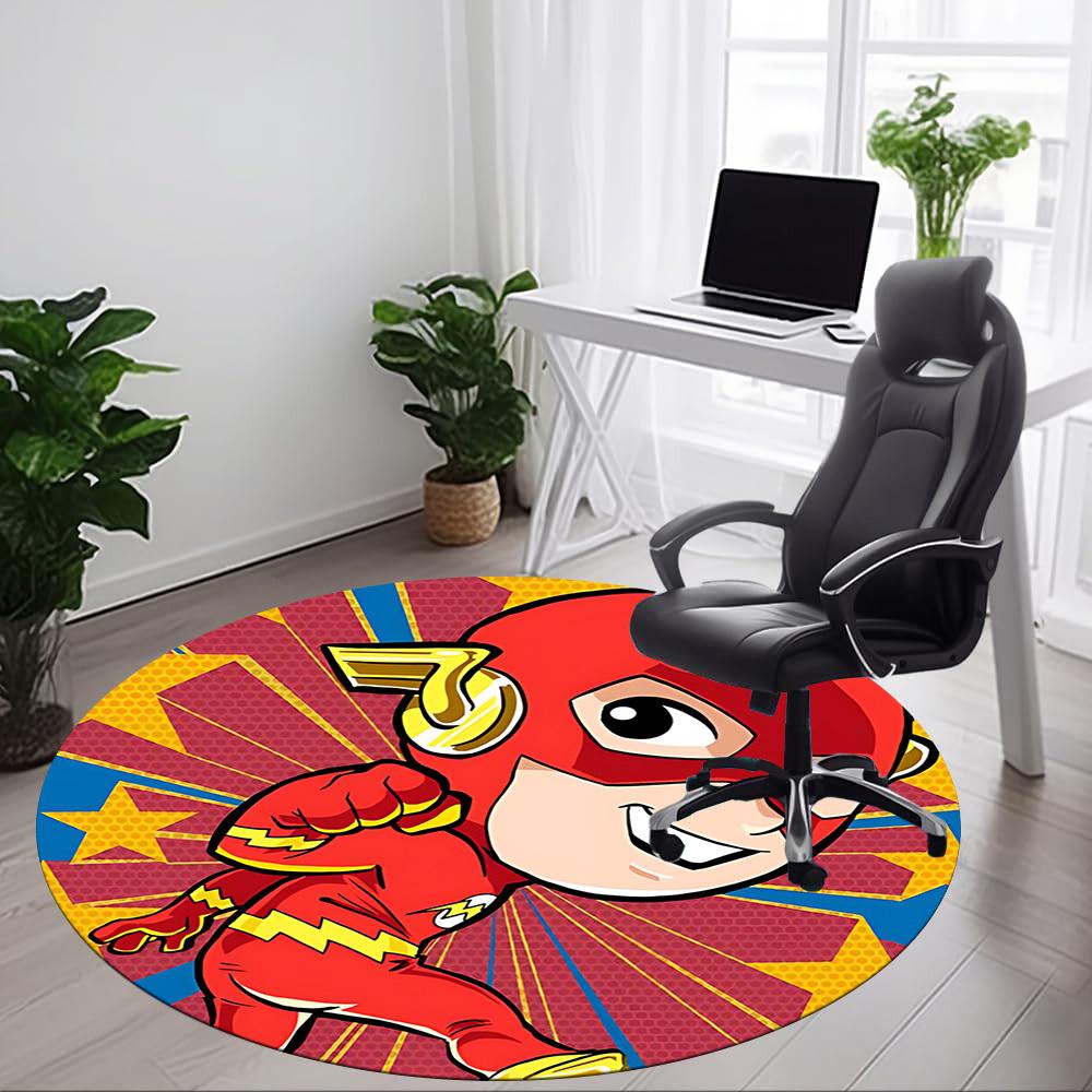1pc Superhero Flash Office Round Area Rug, Under Office Chairs Bedroom Living Room Home Decor, Room Deco, Available in Various Sizes