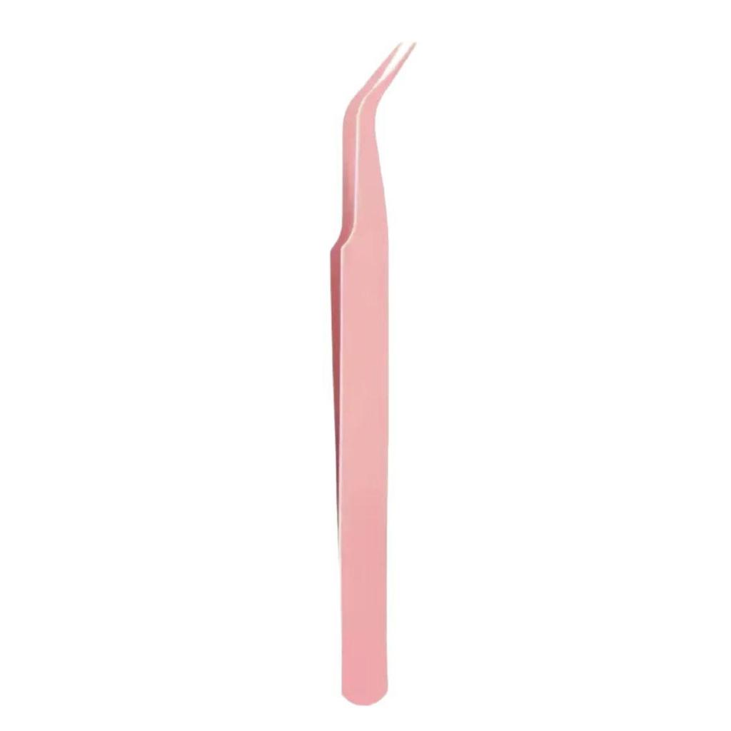 Golden Feather Colored Stainless Steel Precision Tweezers for False Eyelashes with Curved Tip