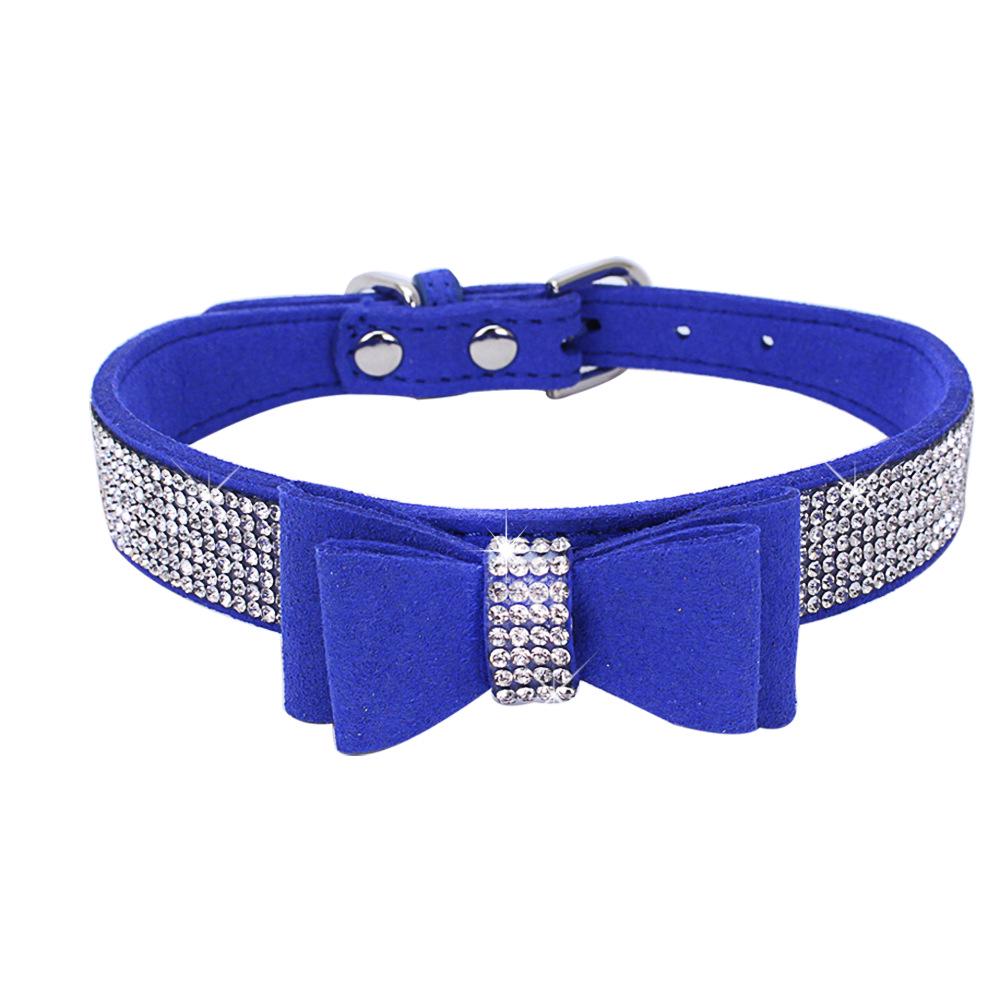 Haustierhalsband Mit Strass-Schleife – PU-Leder, Verstellbar, Für Kleine & Mittlere Hunde/Katzen