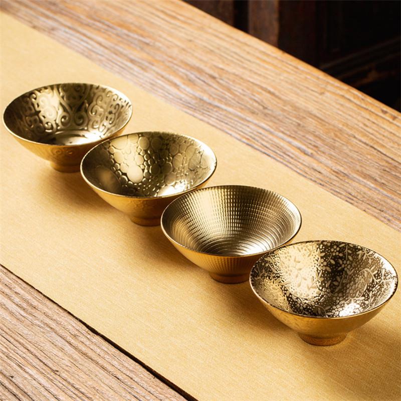 Ceramic Gold Glaze Kung Fu Tea Cup – Handmade Porcelain Small Bowl for Office