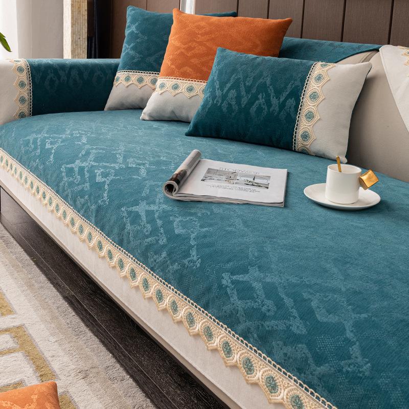 High-End Sofa Cushion Cover All-Inclusive Cat-Proof Universal Towel Rosewood Chenille Non-Slip Universal Cushion
