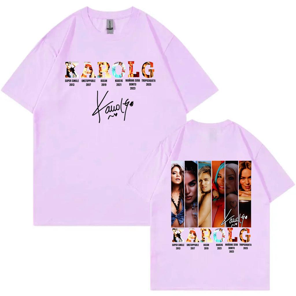 Singer Karol G Album Merch Tshirts Unisex Unisex Clothing Fashion Y2k Aesthetic Tshirt High Quality Cotton Short Sleeve T Shirts