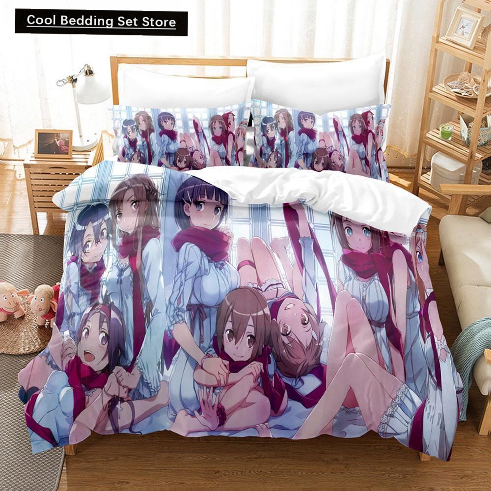 Sword Art Online Bedding Set 3D Anime Print Polyester Quilt Cover Pillowcases Queen King For Kids Gift Anime Duvet Cover Sets