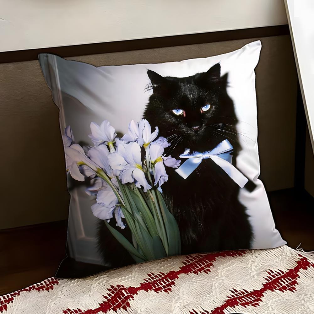 Black Ccat Cushion Cover Reversible Soft Durable Pillow Cover Home  Car MultiScene Use for Daily Comfort