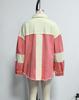 2026 Spring/Summer Women's Distressed Color Block Denim Jacket with Frayed Edges