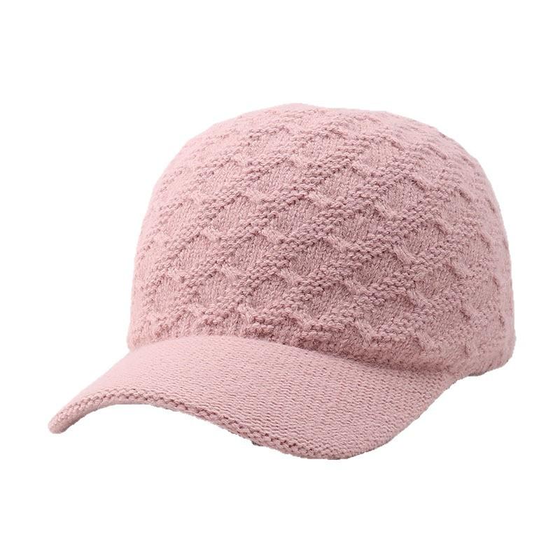 Winter Japan und Südkorea einfache gestrickte Thermobaseballkappe Europäischer und Amerikanischer Modegarn gebogene Schirmmütze