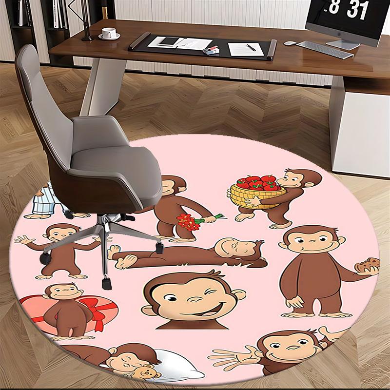 Curious George,Monkey Character Chair mat Round Rug Office carpet, Non slip, Suitable for Living Rooms, Bedrooms Decor 1205525a