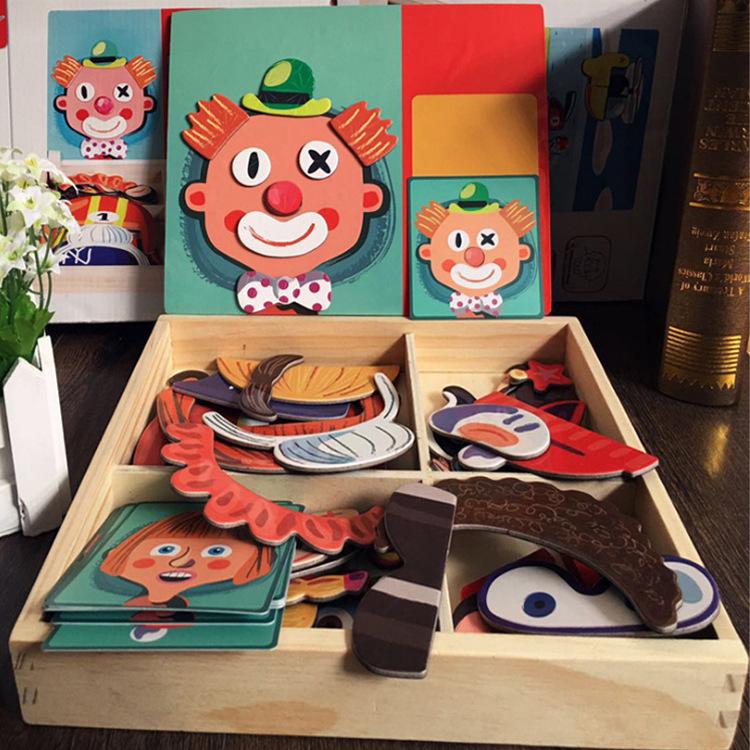 Children'S Early Education Puzzle Five Senses Magnetic Puzzle Magnetic Sticker Dressing 3-6 Years Old Kindergarten Toy Collage
