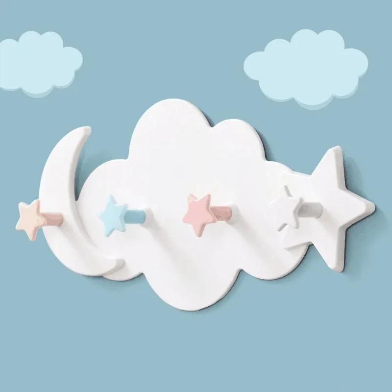 Creative Small Fresh Cloud Moon Traceless Hook Wall Mounted Living Room Key Bag Plastic Storage Rack Bathroom Towel Storage Hook