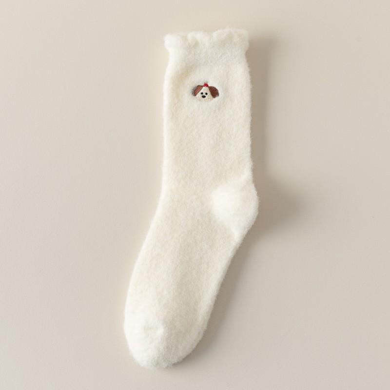 Women's Cable Knit Fleece Mid-Calf Socks - Warm, Thick, and Solid Color for Autumn/Winter