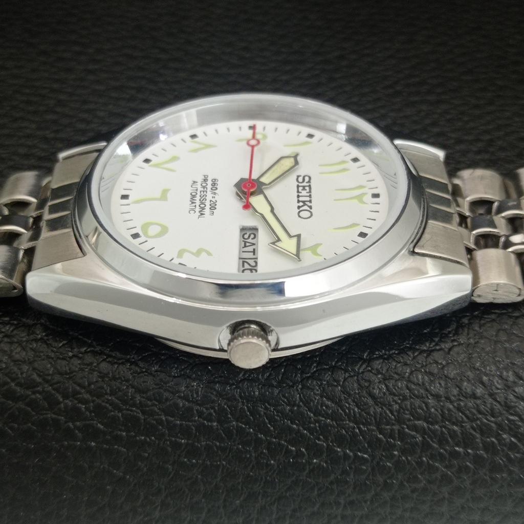 REFURBISHED VINTAGE SEIKO AUTOMATIC 6309A JAPAN MENS WHITE DIAL WATCH A442717-1