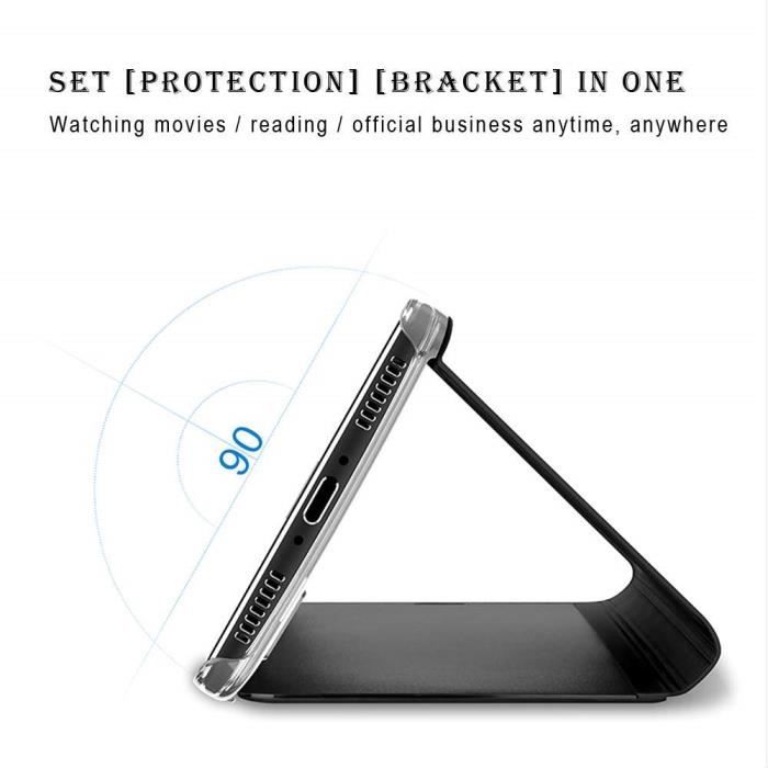 Case for XiaoMi RedMi Note8 Pro Clear View Flip Case Mirror Smart Stand Shockproof Cover Silver