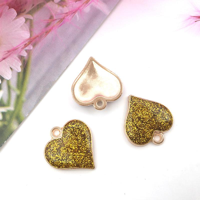 Love Pendant Dripping Green Onion Powder Peach Heart Pendant DIY Bracelet Necklace Accessories 5pcs Loose Beads Fashion  Accessories
