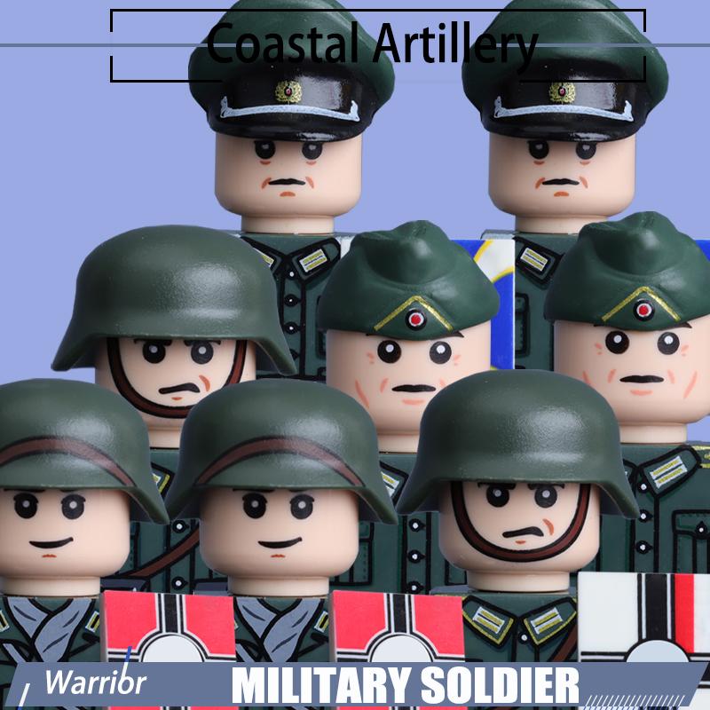 WW2 Naval Shore Troops Soldier Figure Building Blocks Army Officer Warrior Cap Helmet Flag Accessories Military Bricks Toys Boys