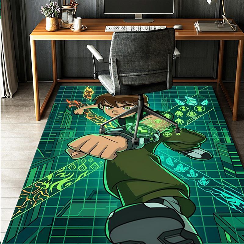 Ben 10 Cartoon Pattern Rug, Indoor/Outdoor Mat, for Picnic, Gameroom, Bedroom, Office, Living Room, Home Decor Carpet, Birthday Gift