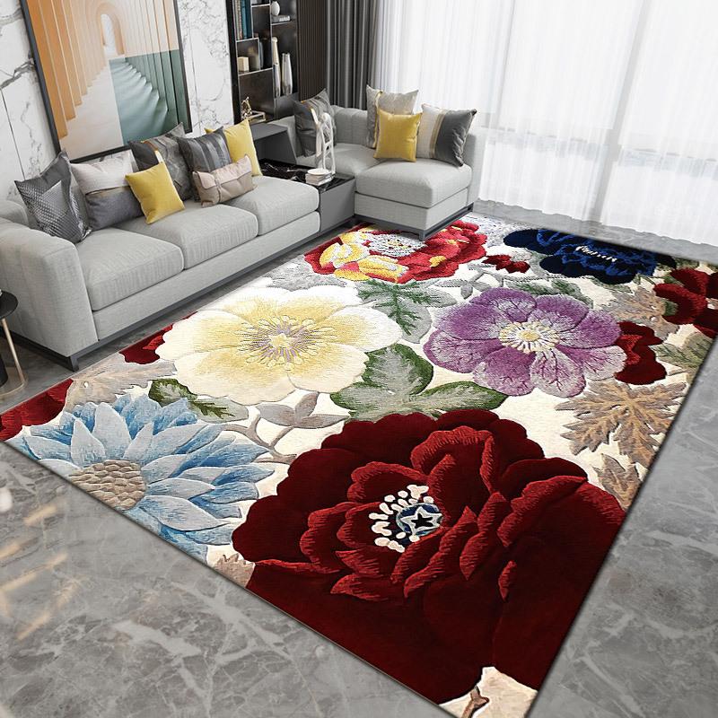WTEMPO Retro Living Room Carpet  French Medieval Style Sofa Floor Mat Bedroom Bedside Carpet