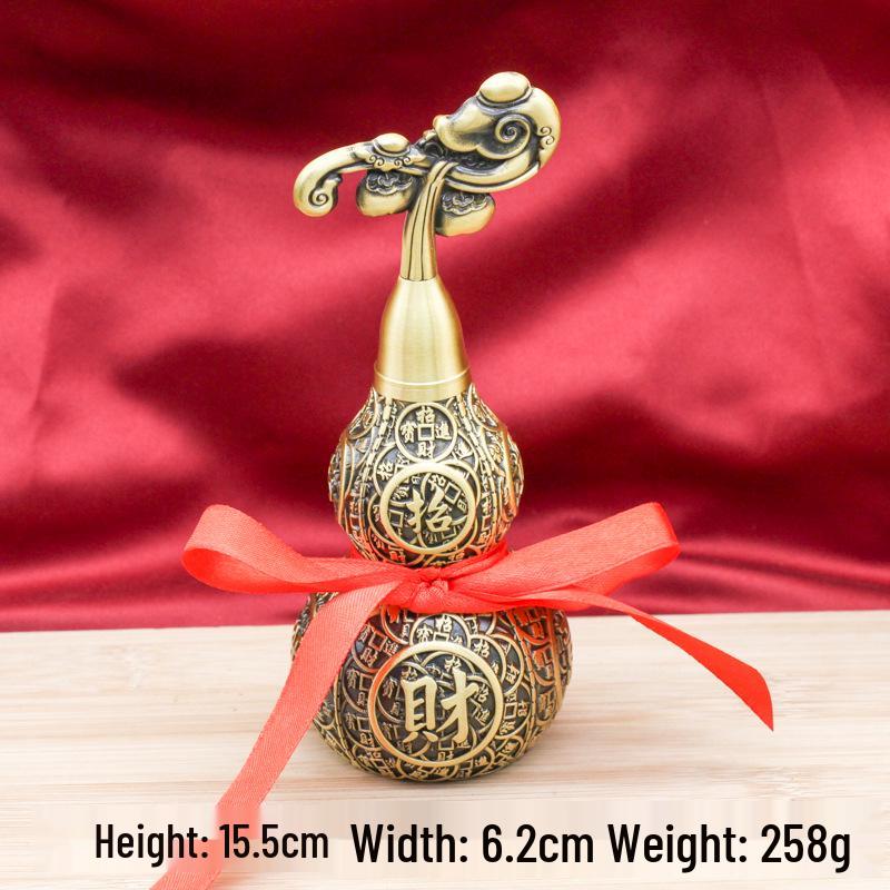 Retro Brass Open Hollow Gourd Ornament - Living Room & Office Decor, Housewarming Gift