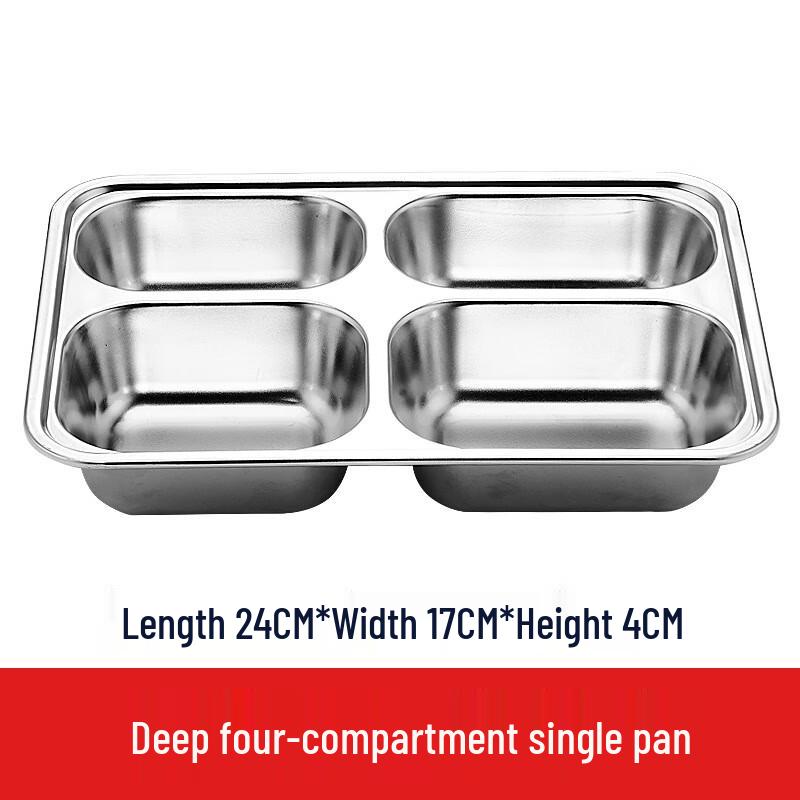 LIJIA FITMENT Deep 4-Compartment Stainless Steel Divided Meal Tray