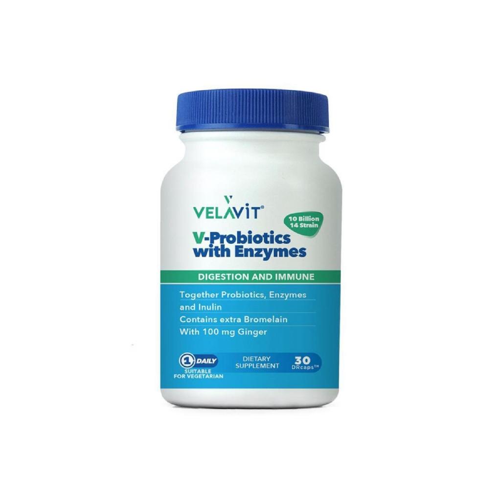 V-probiotics With Enzymes 30 Capsule Probiotics, Enzyme, Inulin And Ginger Reinforcing Food