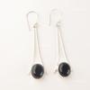 Oval Black Tourmaline Gemstone Sterling Silver Daughter Gift New Dangle Earrings EE-136-29
