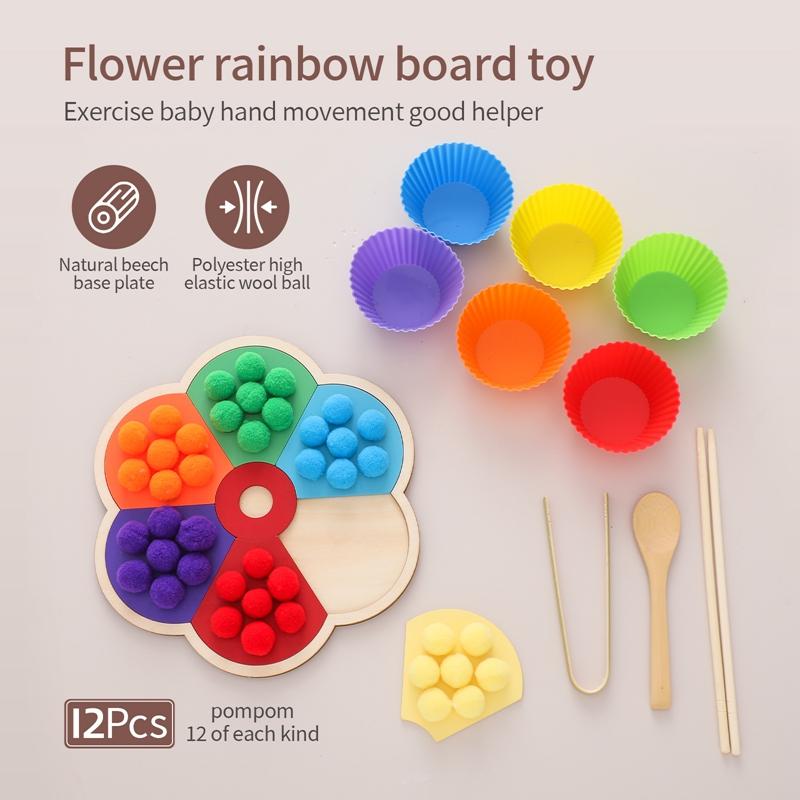 Hölzern Montessori Spielzeug Baby Farb sortieren Sensorik Spielzeug Blumenform Regenbogen Brett Kinder Feinmotorik Bildung Spielzeug Kind Geschenk