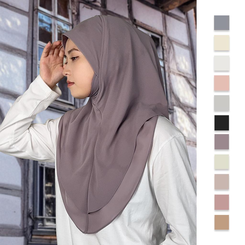 Women Amira Hijabs Instant Hijab Scarf Shaw Khimar Lace Turban Modest Muslim Prayer Hijab Arabic Jilbab Femme Musulman