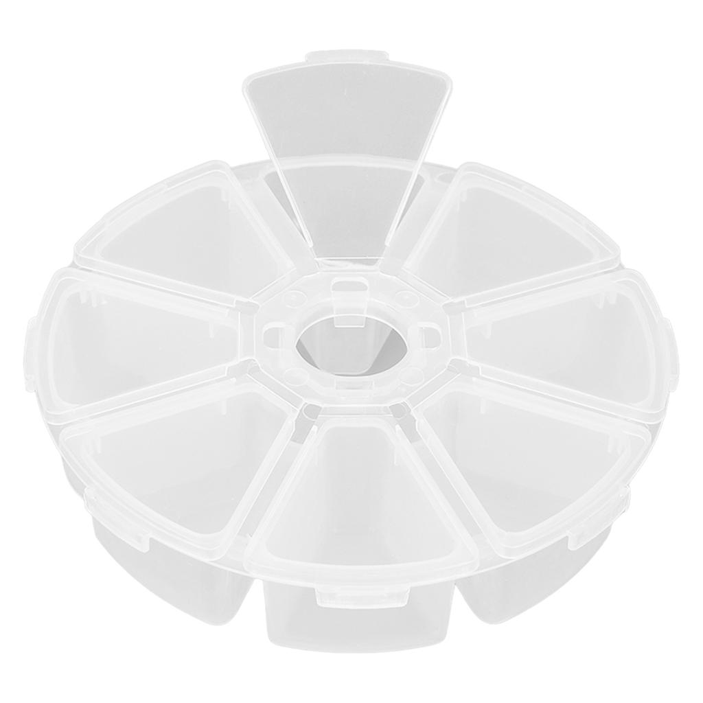 8 Fack Rund Klar Plastlåda Avdelare Förvaringsbehållare för Pärlor Smycken DIY Hantverk Nagelkonst Artiklar