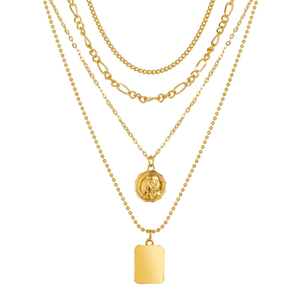 

Многослойное ожерелье в стиле ретро, ​​подвеска в виде монеты, ожерелье с подвеской в ​​виде портрета и блесток, модные аксессуары для одного продукта