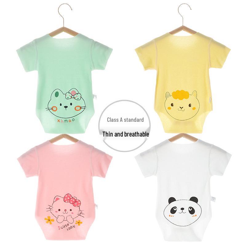 

Summer Modal Baby Bodysuit: Short Sleeve Thin Ice Silk Romper 73 cm фиолетовый