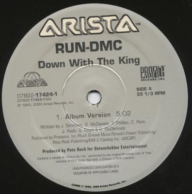 12inch Record RUN-DMC - Down With The King 07822174241 Arista, Profile 2000 US Rap & Hip-Hop/R&B Used
