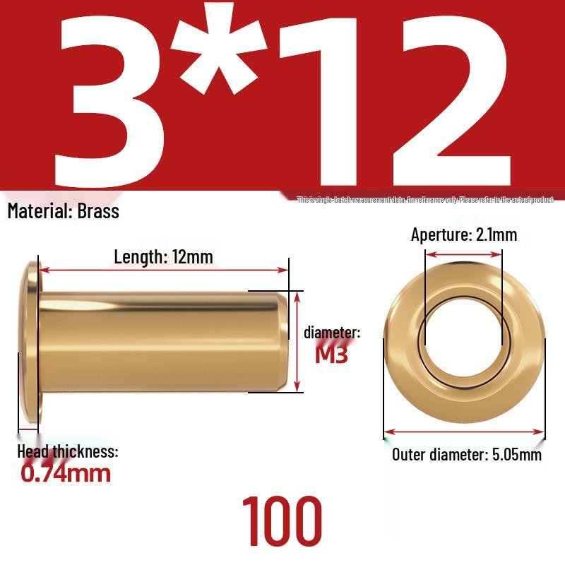 Pure Brass Hollow Rivets & Copper Eyelets Fasteners M1.3–M5