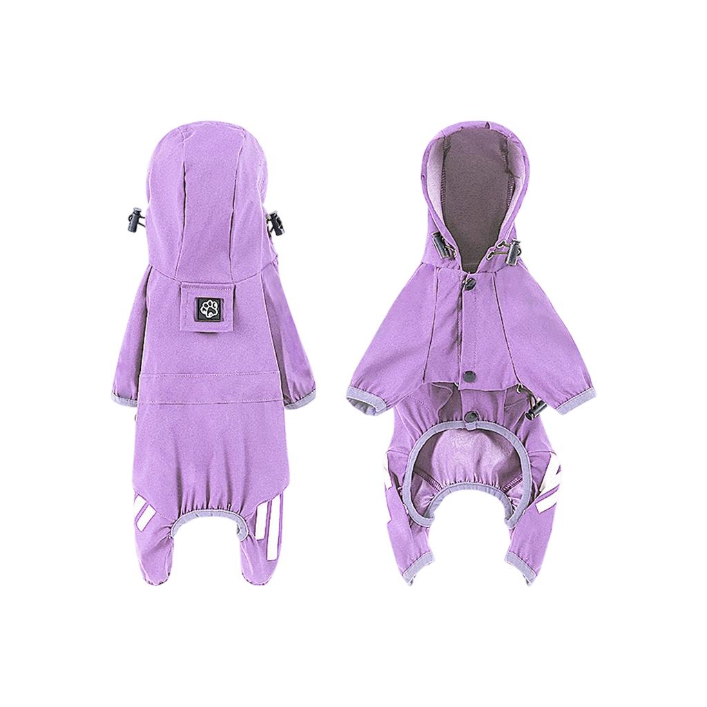 Vierbeiniger Haustier-Regenmantel mit Kapuze – Reflektierende Hunderegenjacke für den Außenbereich, Verstellbare Passform & Einfaches An-/Ausziehen