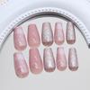 Gentle bean paste fine flash sugar check pattern sweet fashion girl gentle removable manicure tablets 24 pieces