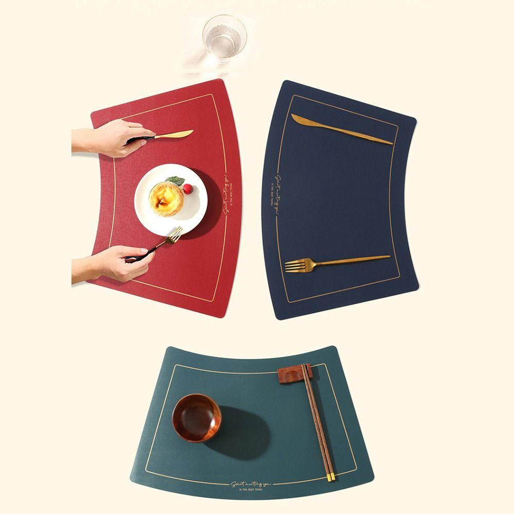Chinese Style Leather Placemat PU Leather Western Placemat Heat Insulation Mat  Restaurant Use