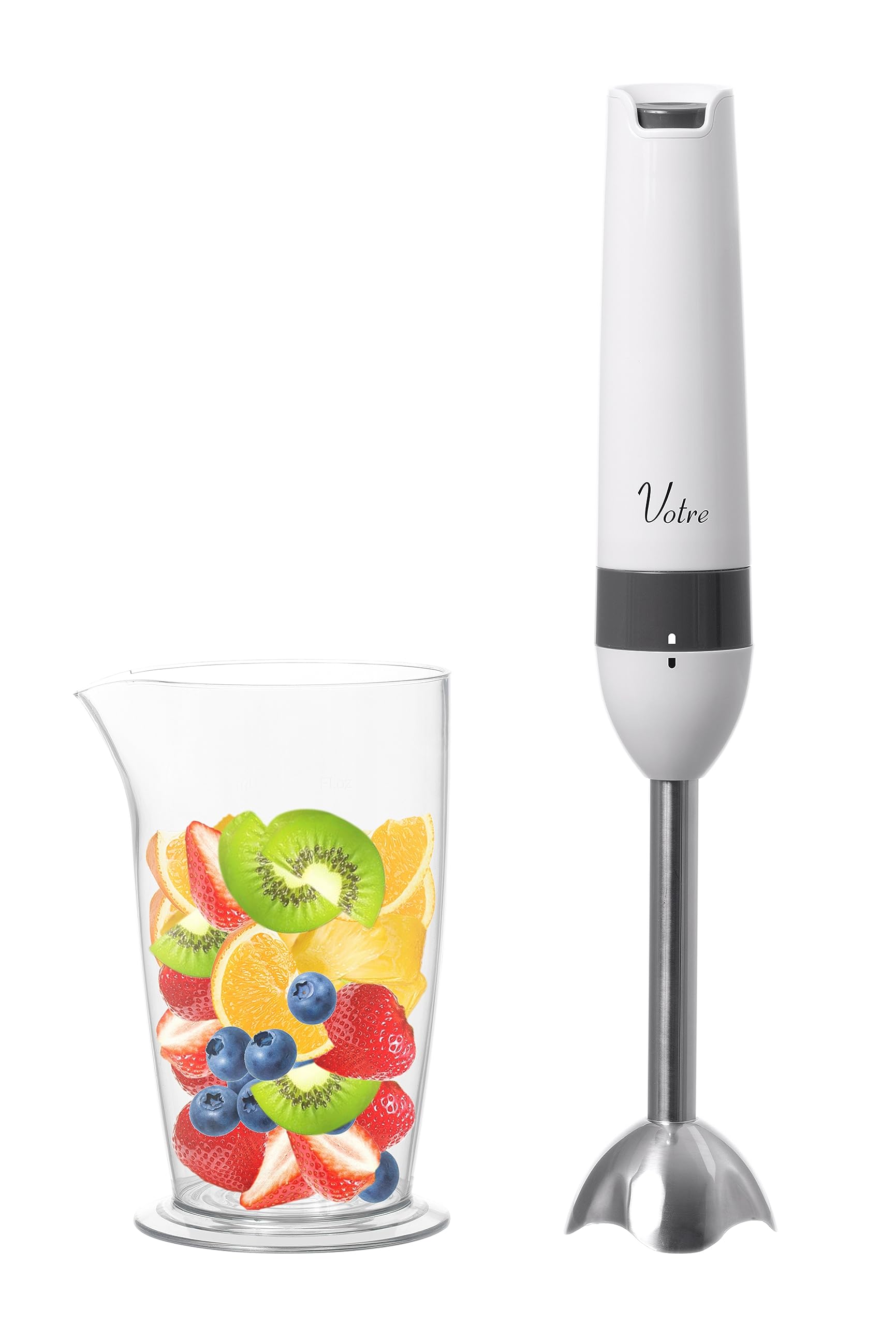 

[Yamazen] Hand Blender Electric Hand Mixer Baby Food Smoothie 2-in-1Crushing/MixingBottleVotre Lightweight White YHBA-S120(W)