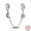 Breloque Chaîne de Sécurité Étoiles et Lune Trèfle à Quatre Feuilles en Cuivre pour Bracelet Authentique DoItYourself Bijoux Cadeaux