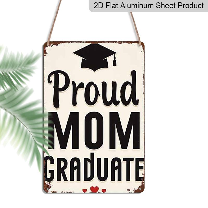 

2D Flat Vintage Graduation Keepsake - Proud Mom & Graduate Diploma Scroll Metal Sign - Aluminium Rustic Decor for /Outdoor - Graduation Decoration 20*30cm