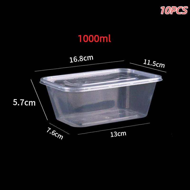 Clear Disposable Food Carry Out Boxes 10Pcs BPA Free Containers for Salad Fruit Cake Lunch Meal Delivery